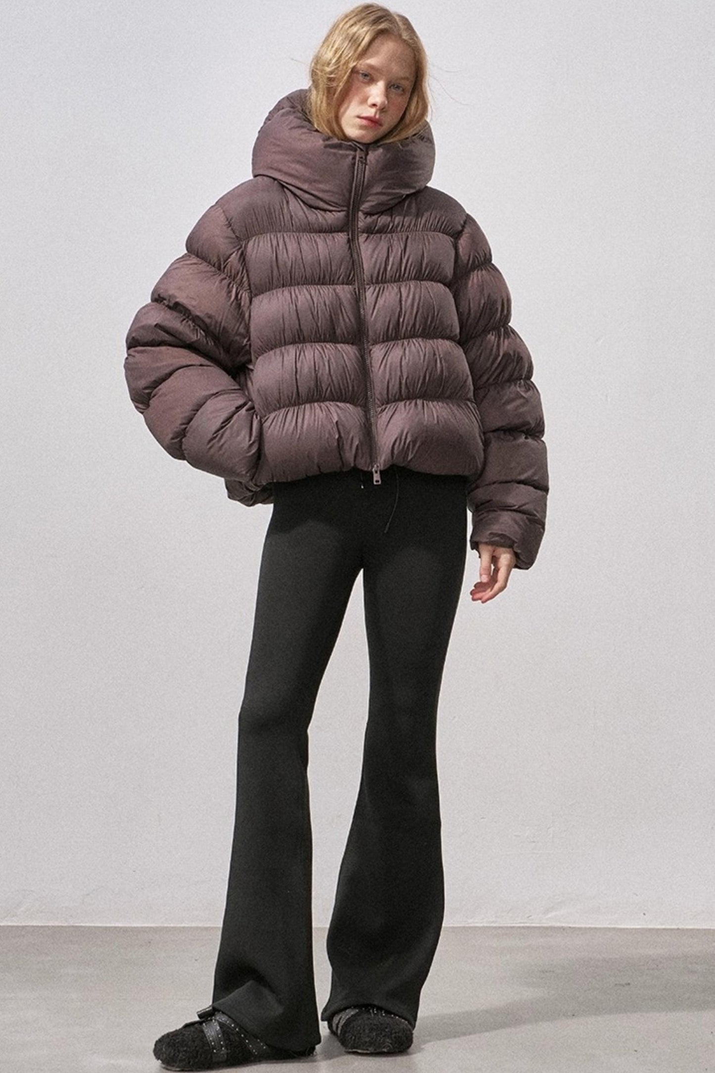 Black Micro-Stretch Flared Pants