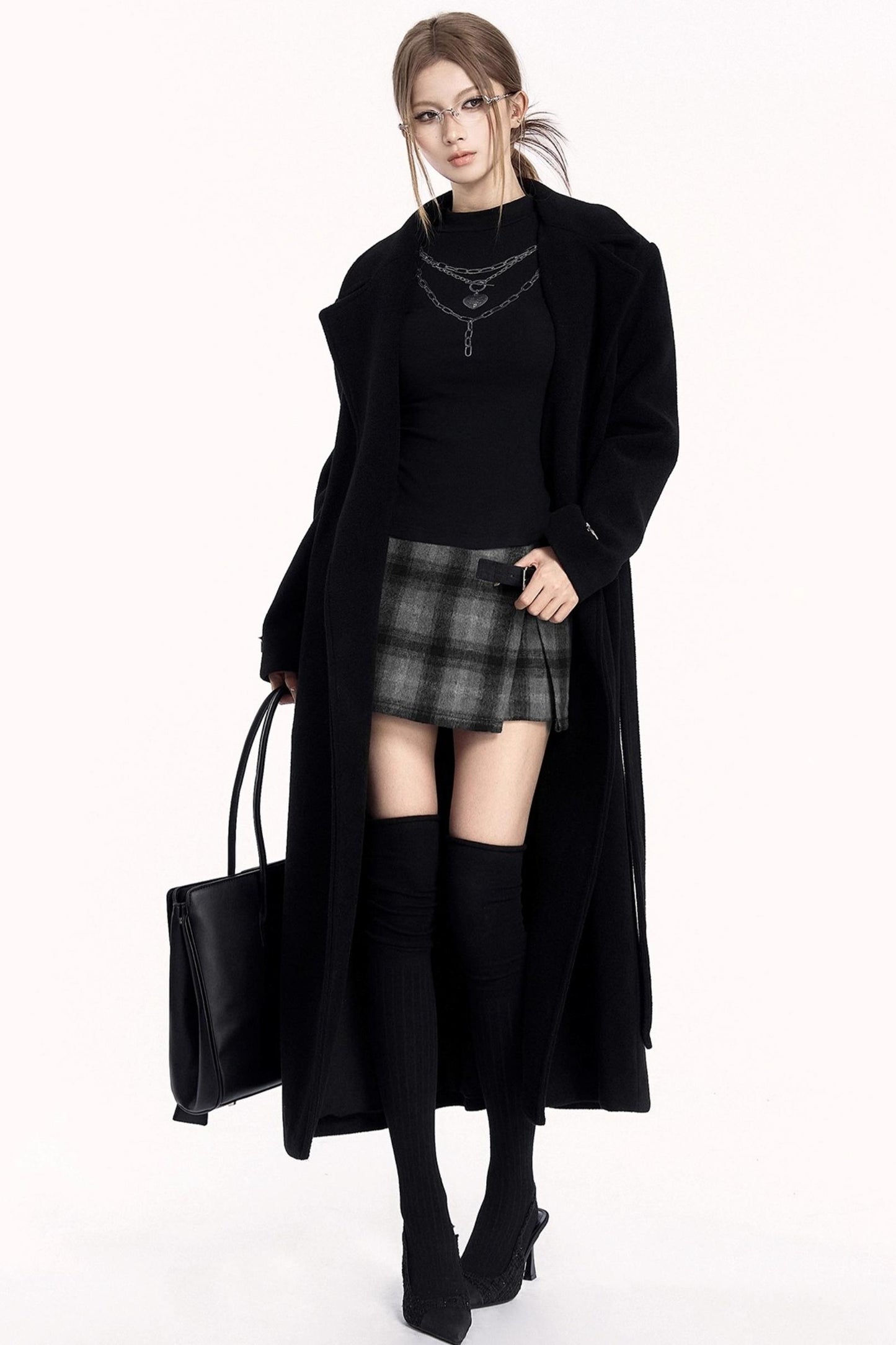 Plaid Woolen Trouser Skirt