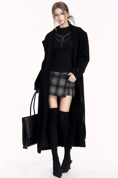 Plaid Woolen Trouser Skirt