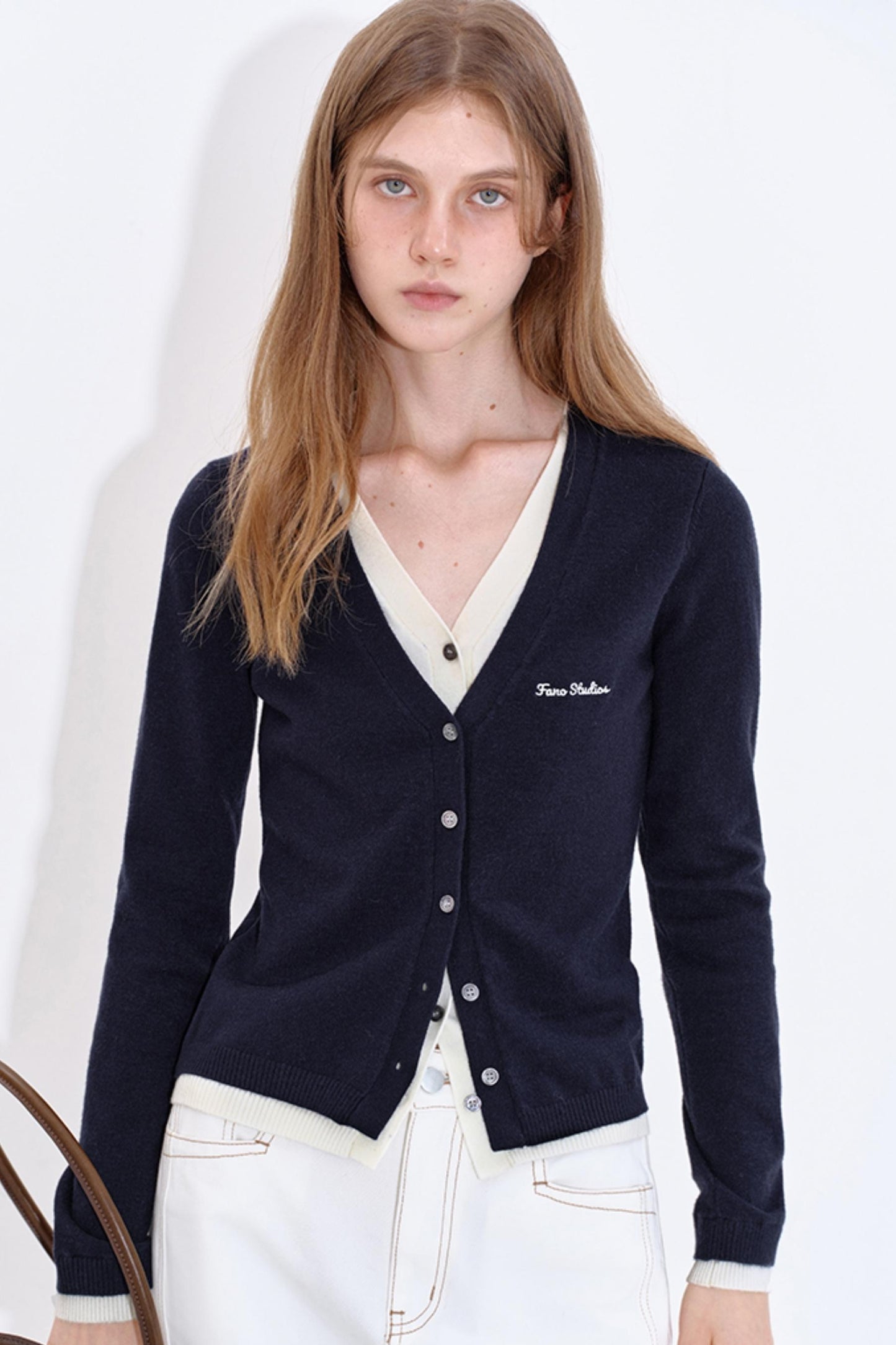 Color-Blocking Knit V-Neck Top