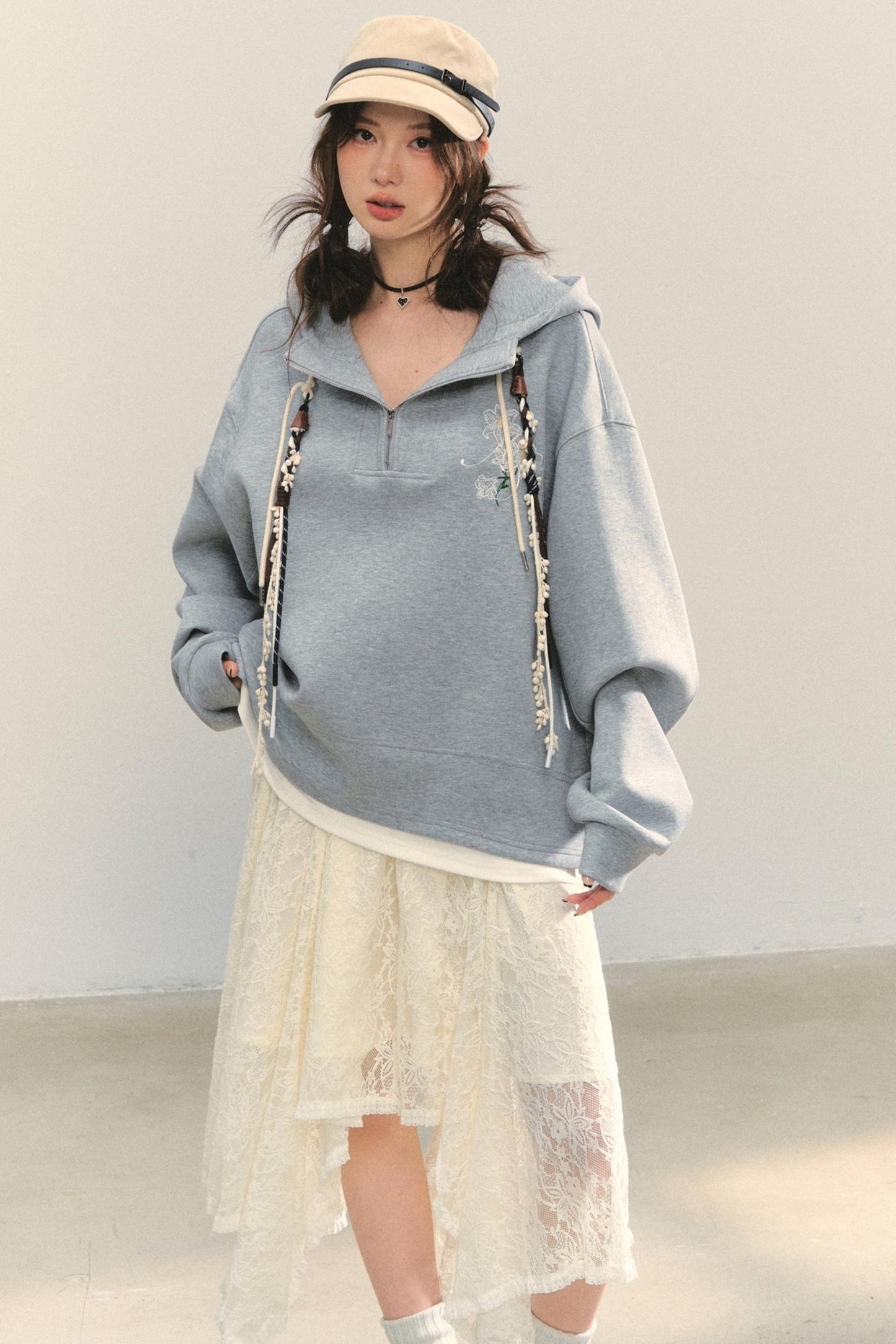 Embroidered Flower Sweatshirt