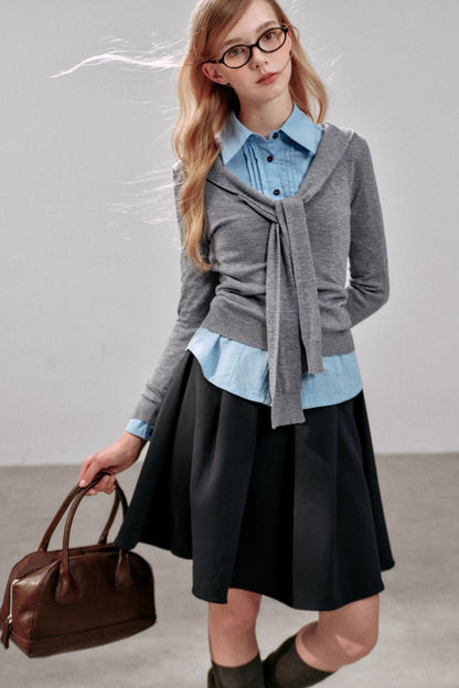 Casual Navy Collar Pullover Sweater