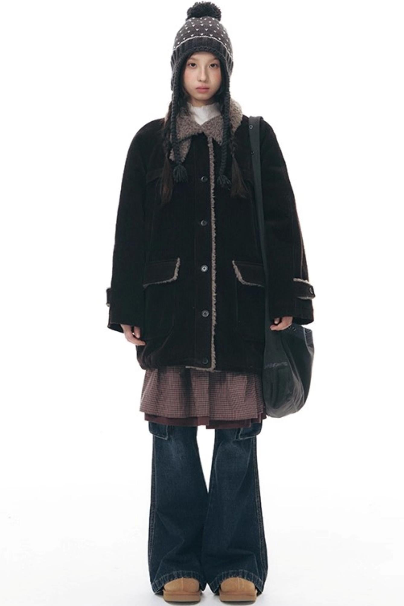 Corduroy Plush Patchwork Jacket