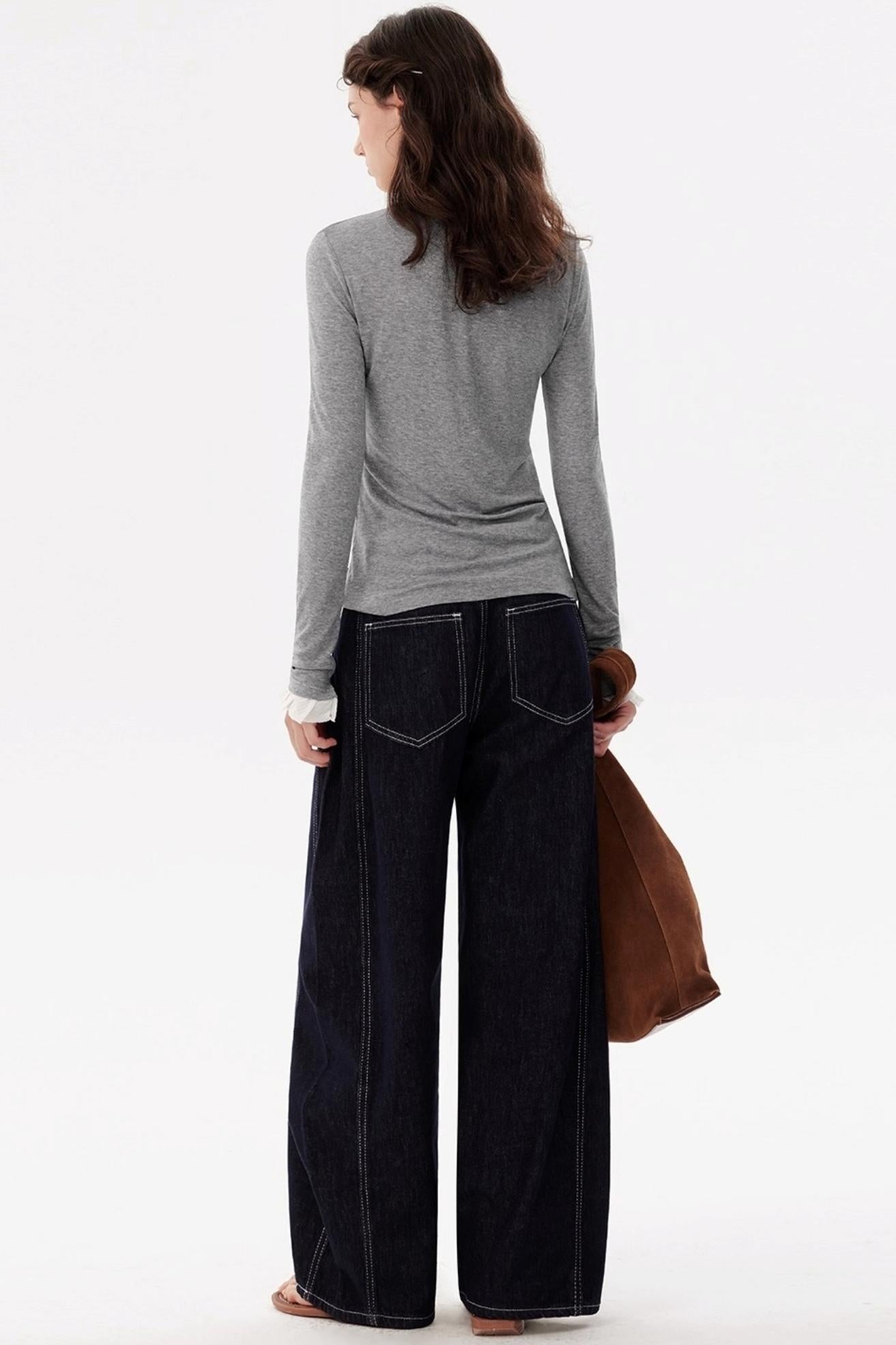 Ruffled Tencel Knit Base Layer Top