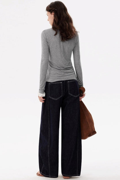 Ruffled Tencel Knit Base Layer Top