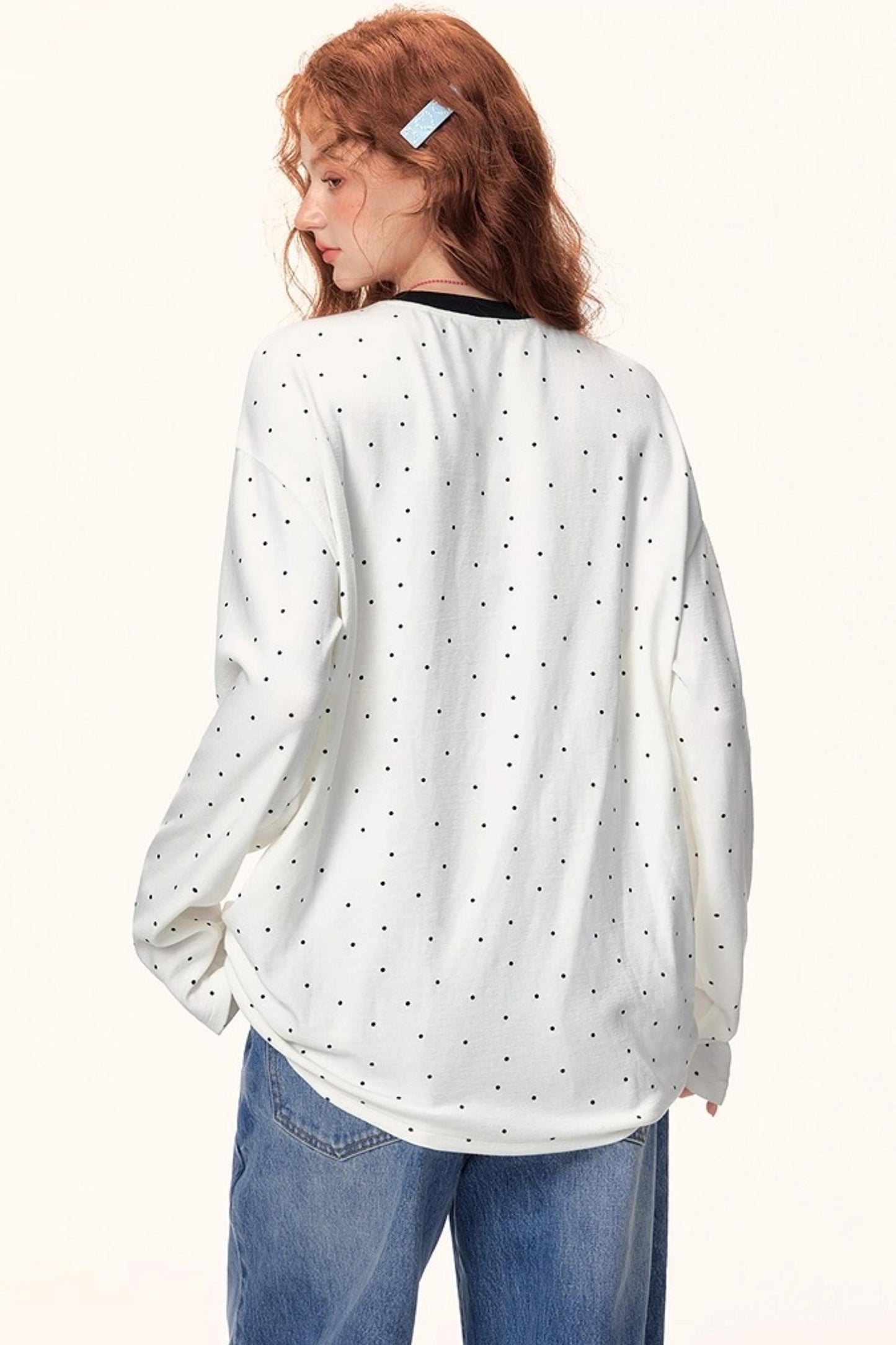 Japanese Polka Dot Long-Sleeve Top
