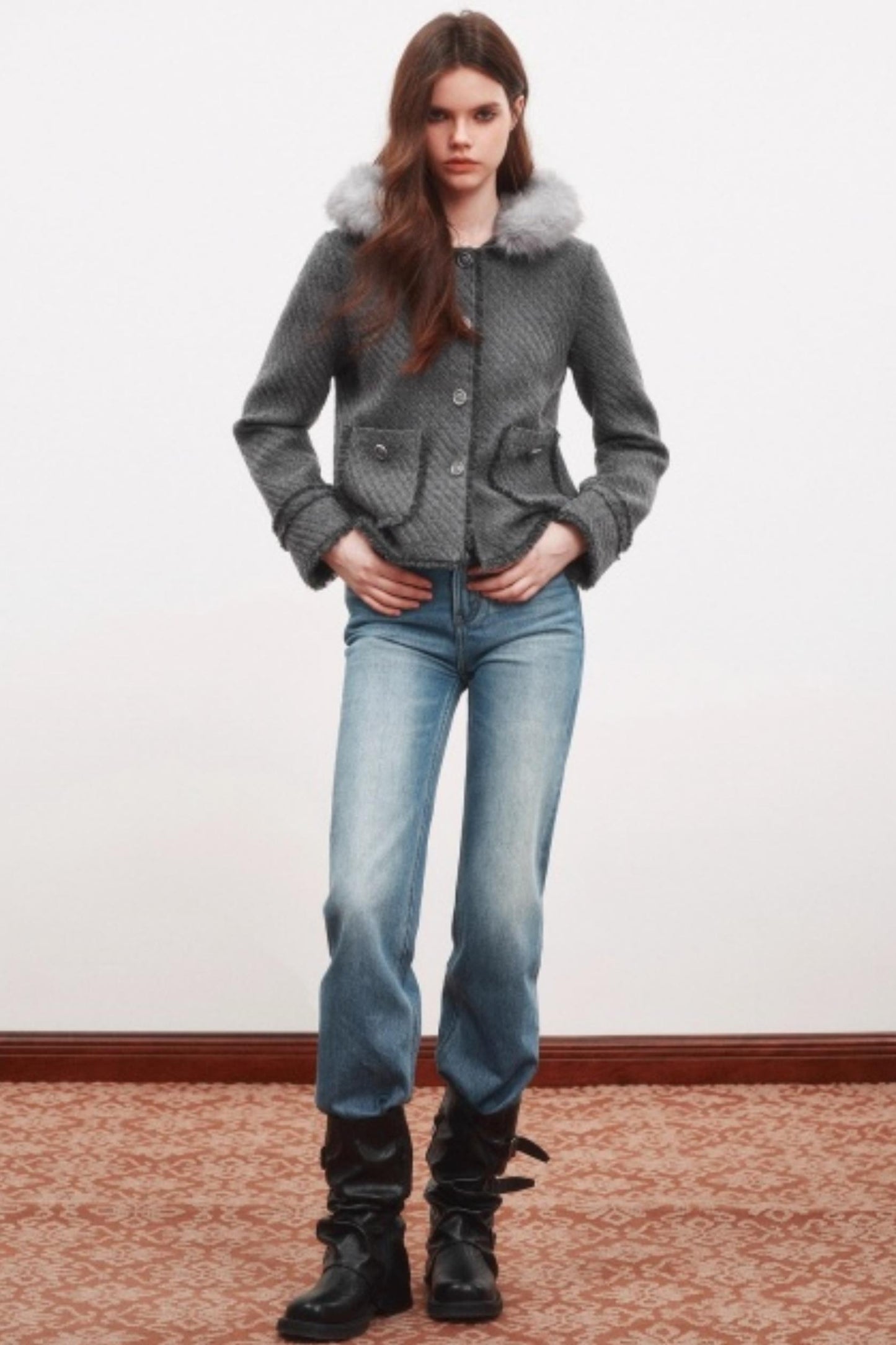 Winter Metal Buckle Wool Jacket