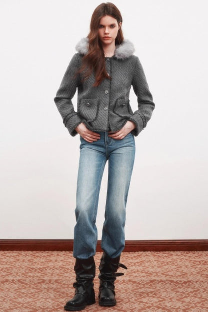 Winter Metal Buckle Wool Jacket