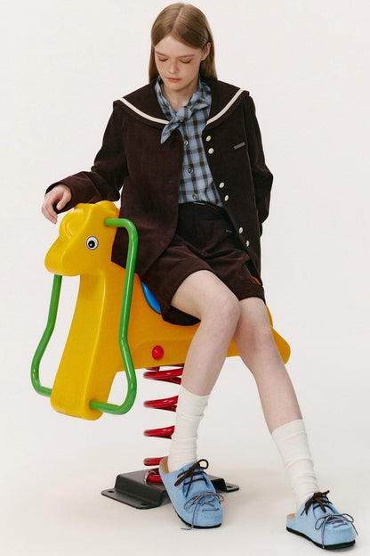 Navy Collar Corduroy Jacket