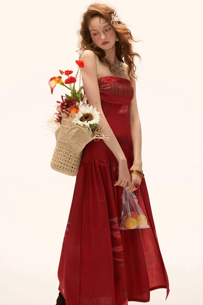 Strawberry Strapless Summer Dress