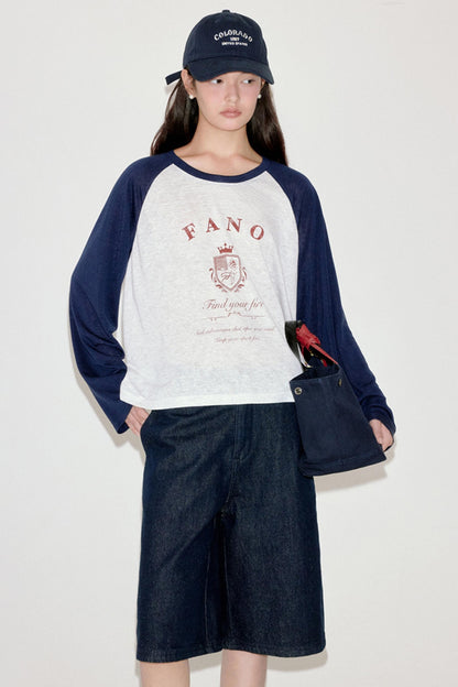 Niche Badge Raglan Sleeve Printed T-Shirt