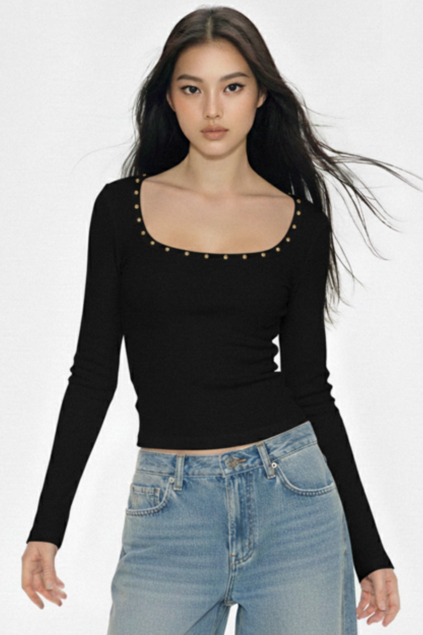 Retro Rivet Knit Top