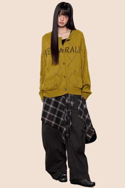 Cut-Out Monogram Casual Knit Cardigan