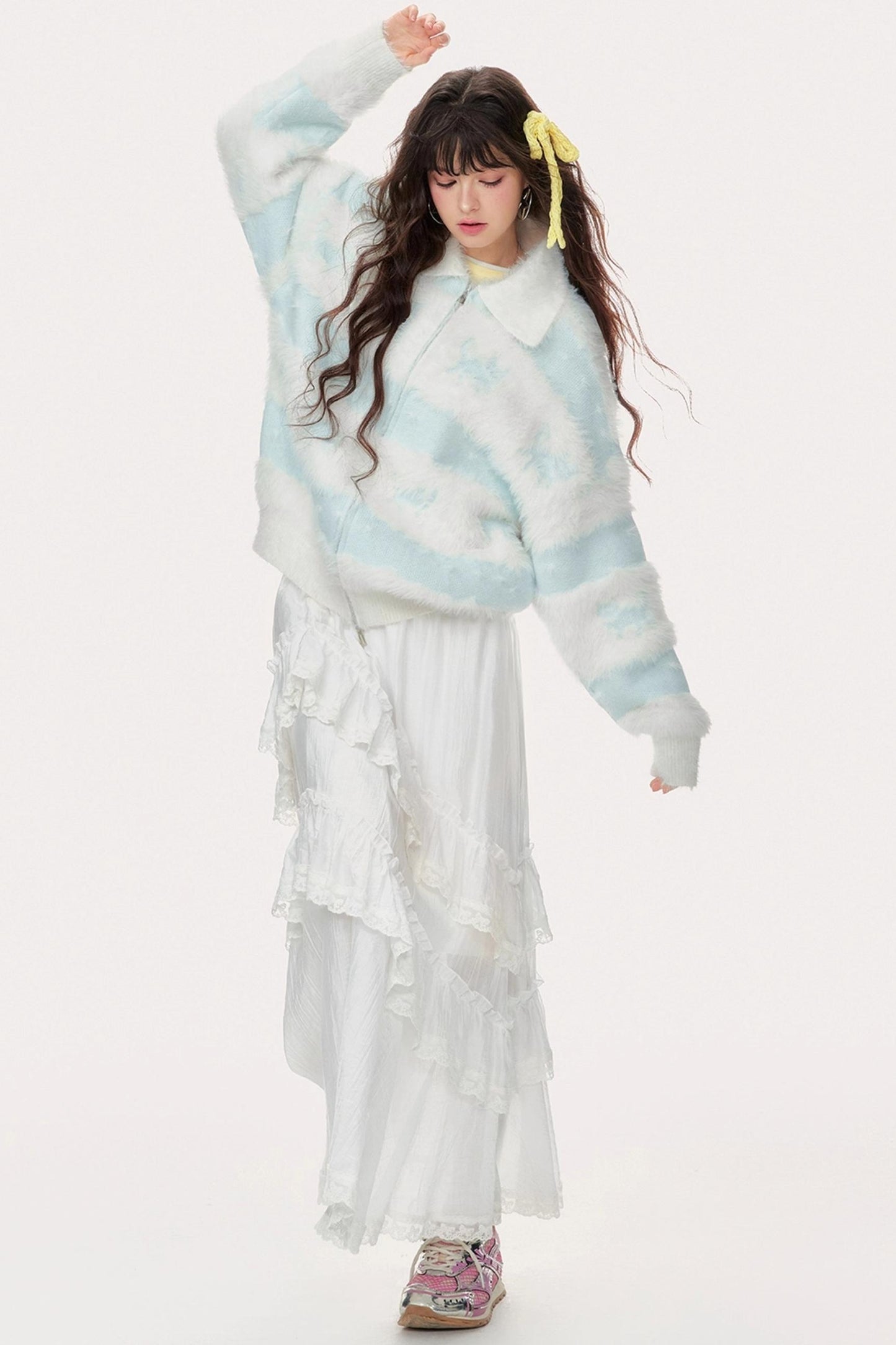 Soft Light Blue Knit Jacket