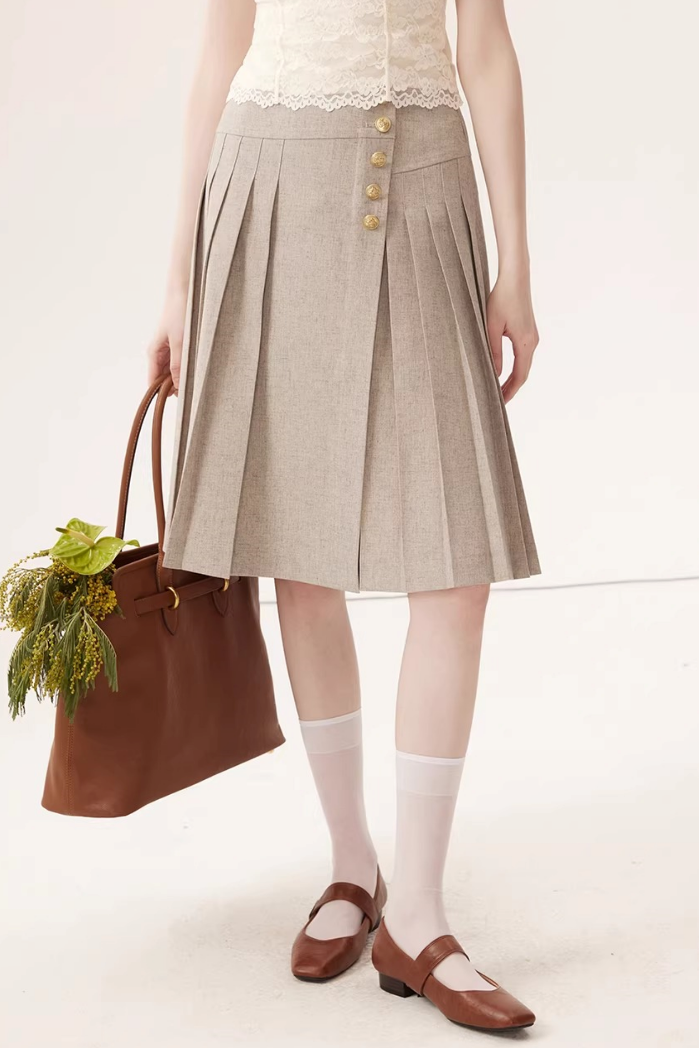 Color-Block Linen Skirt Set-Up