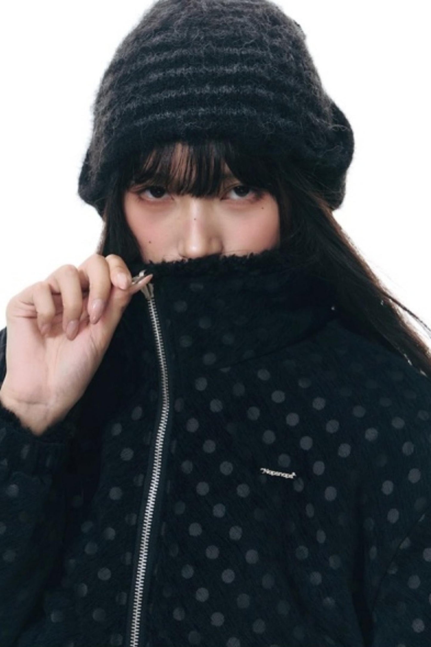 Polka Dot Woolen Reversible Jacket