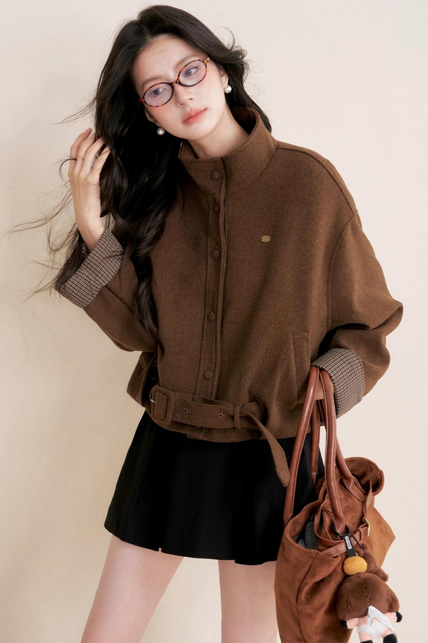 Caramel Check Woolen Jacket