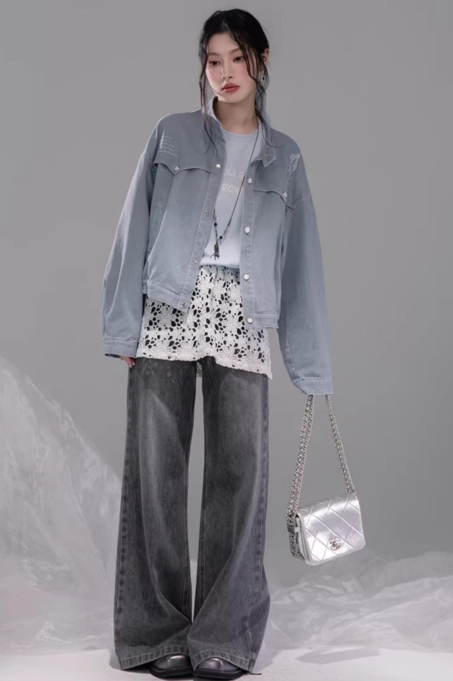 Transparent Patchwork Embroidery T-Shirt