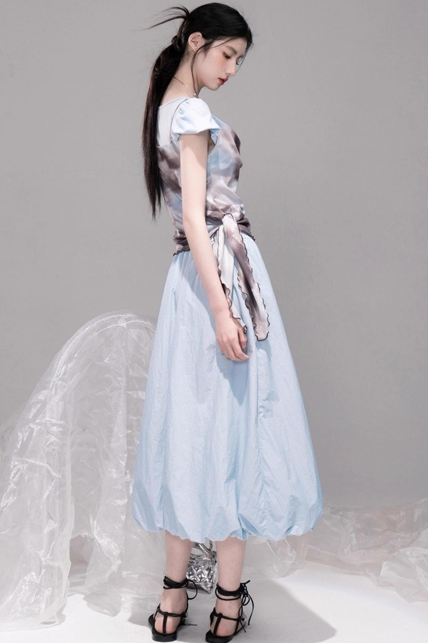Twilight Sky Blue Swing Dress Set-Up