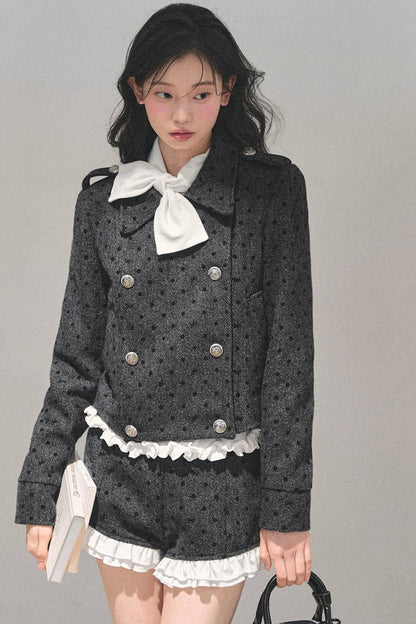 Ruffled Lace Bow Top