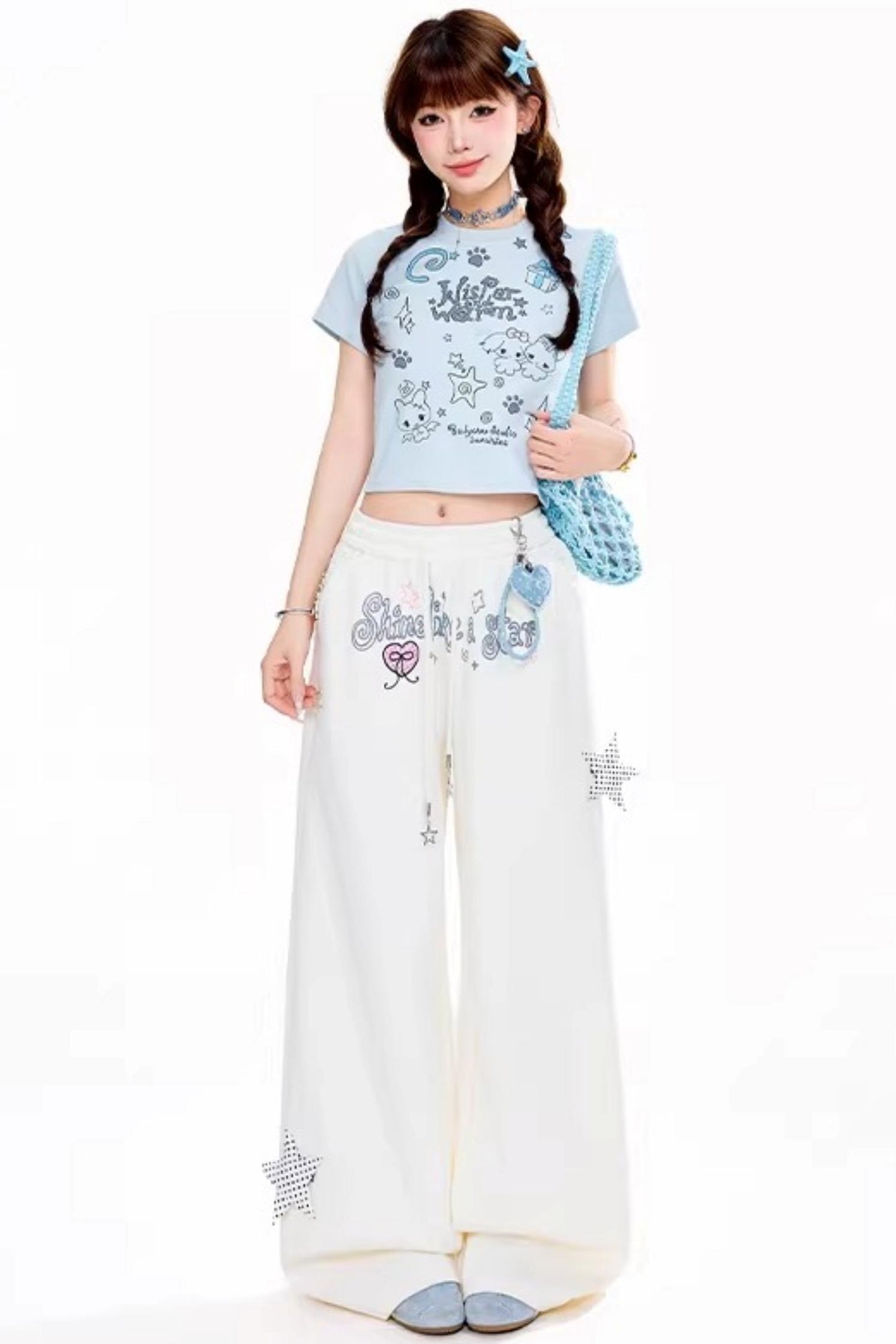 Star-Decorated Drapey Pants