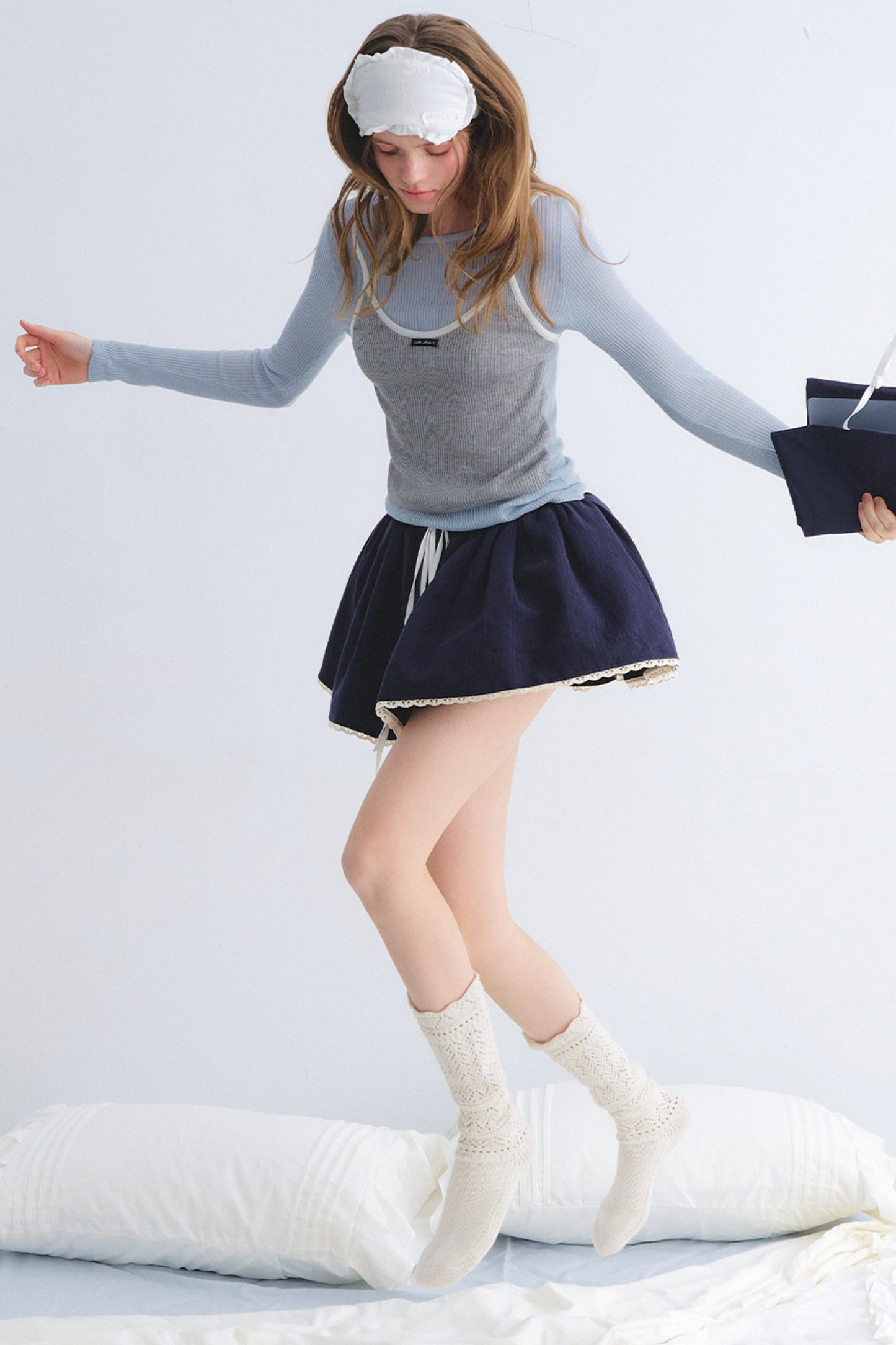 Lace Jacquard Pleated Skirt