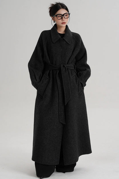 Temperament Back Slit Wool Coat