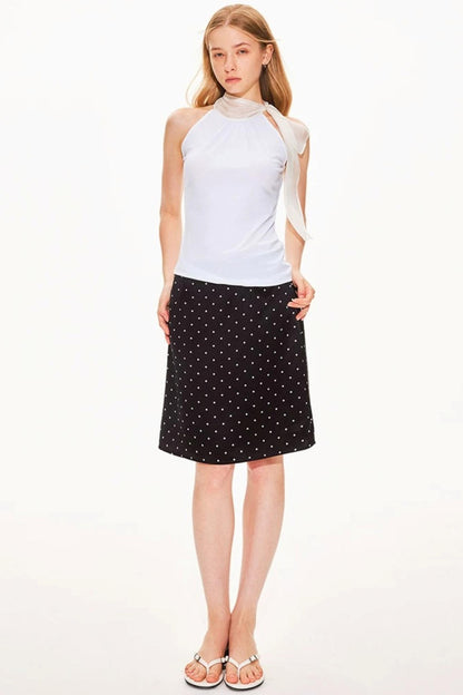 Acetat-Satinrock mit Polka-Dots