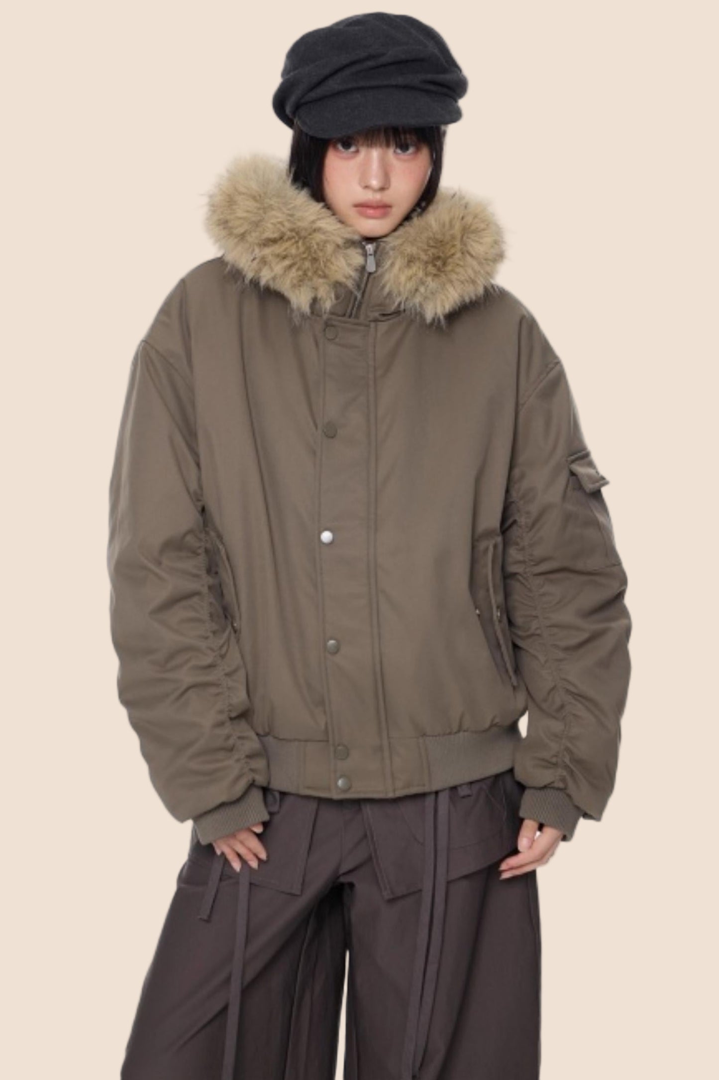 Fur Collar Hooded Cotton Jacket