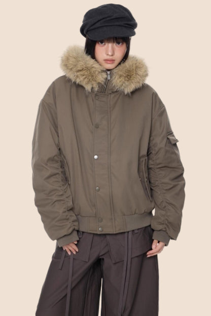 Fur Collar Hooded Cotton Jacket