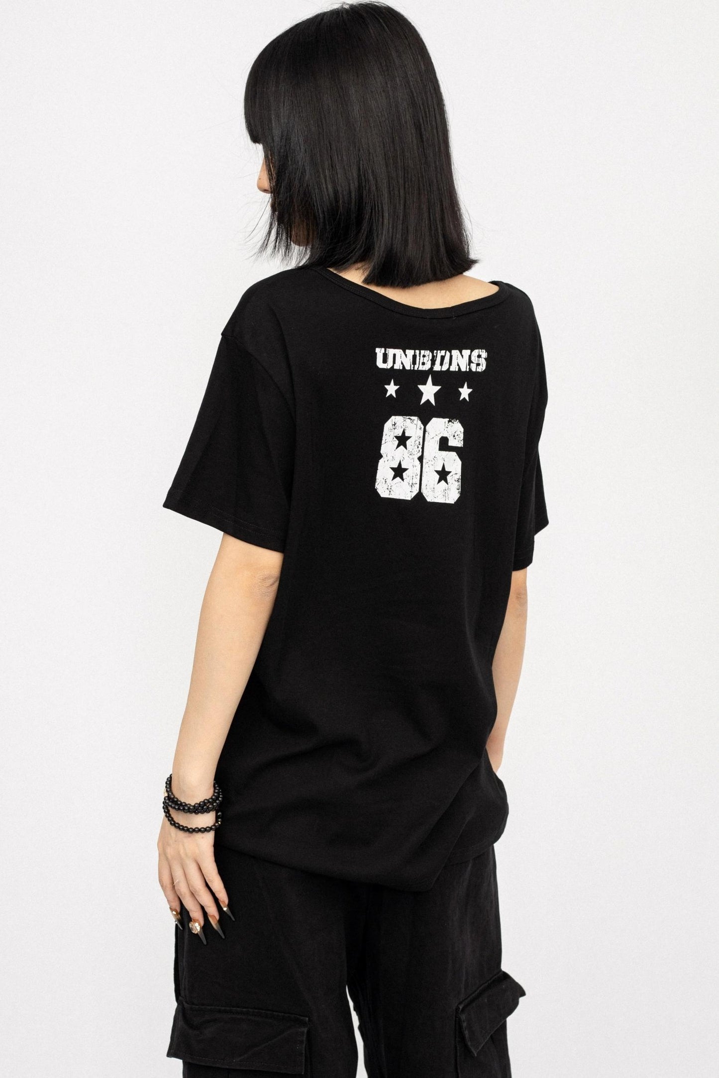 Monogram Black Off-the-Shoulder T-Shirt