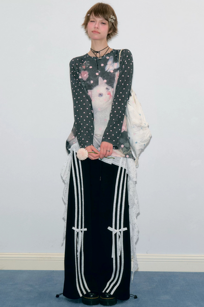 Retro Polka Dot Raglan Top