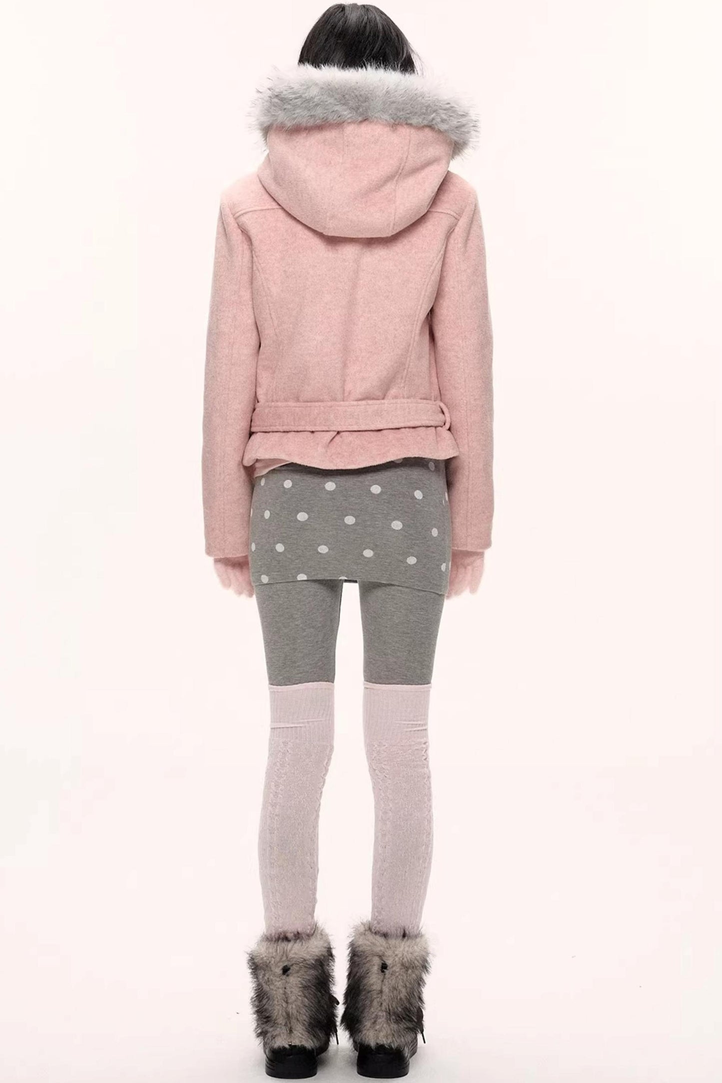 Gray-Pink Polka Dot Snow Socks