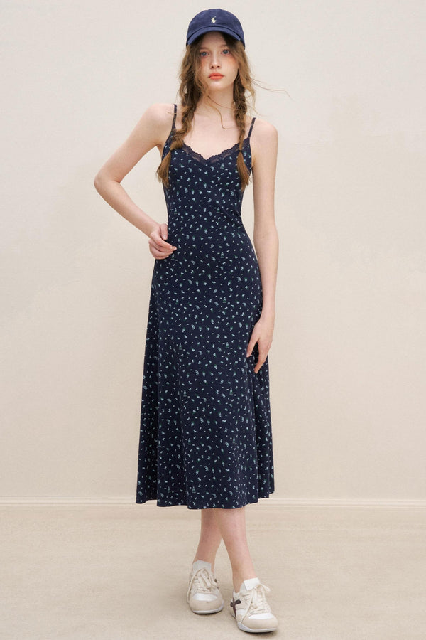 Navy Lace A-Line Dress