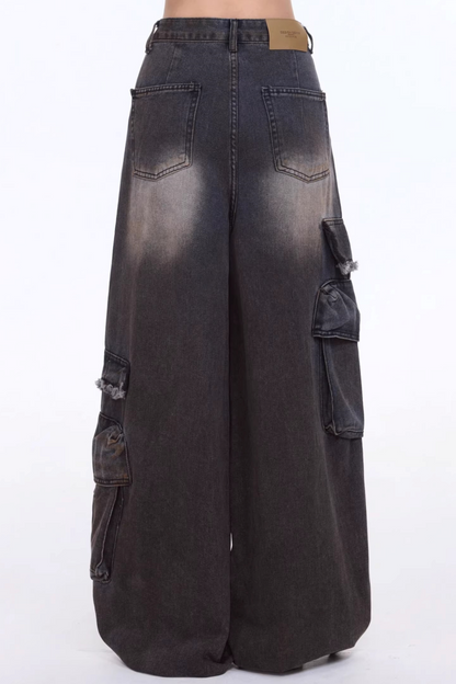 Retro Graffiti Wide-Leg Jeans