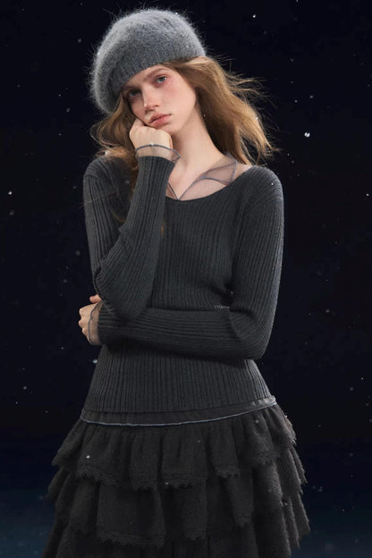 Mesh Splicing High-Elastic Base Shirt