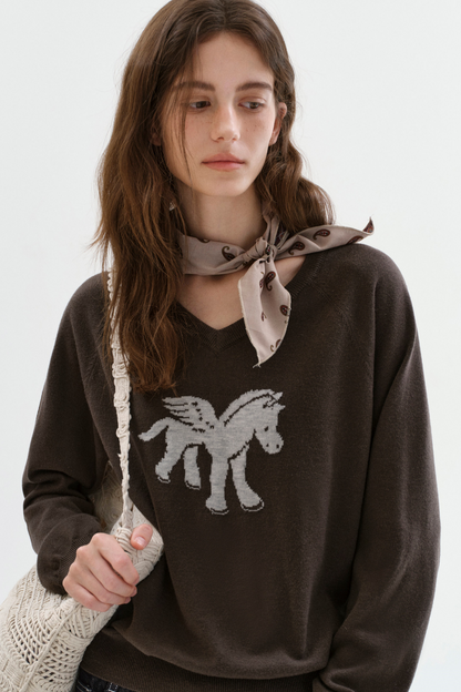 Pegasus Jacquard Knit Top