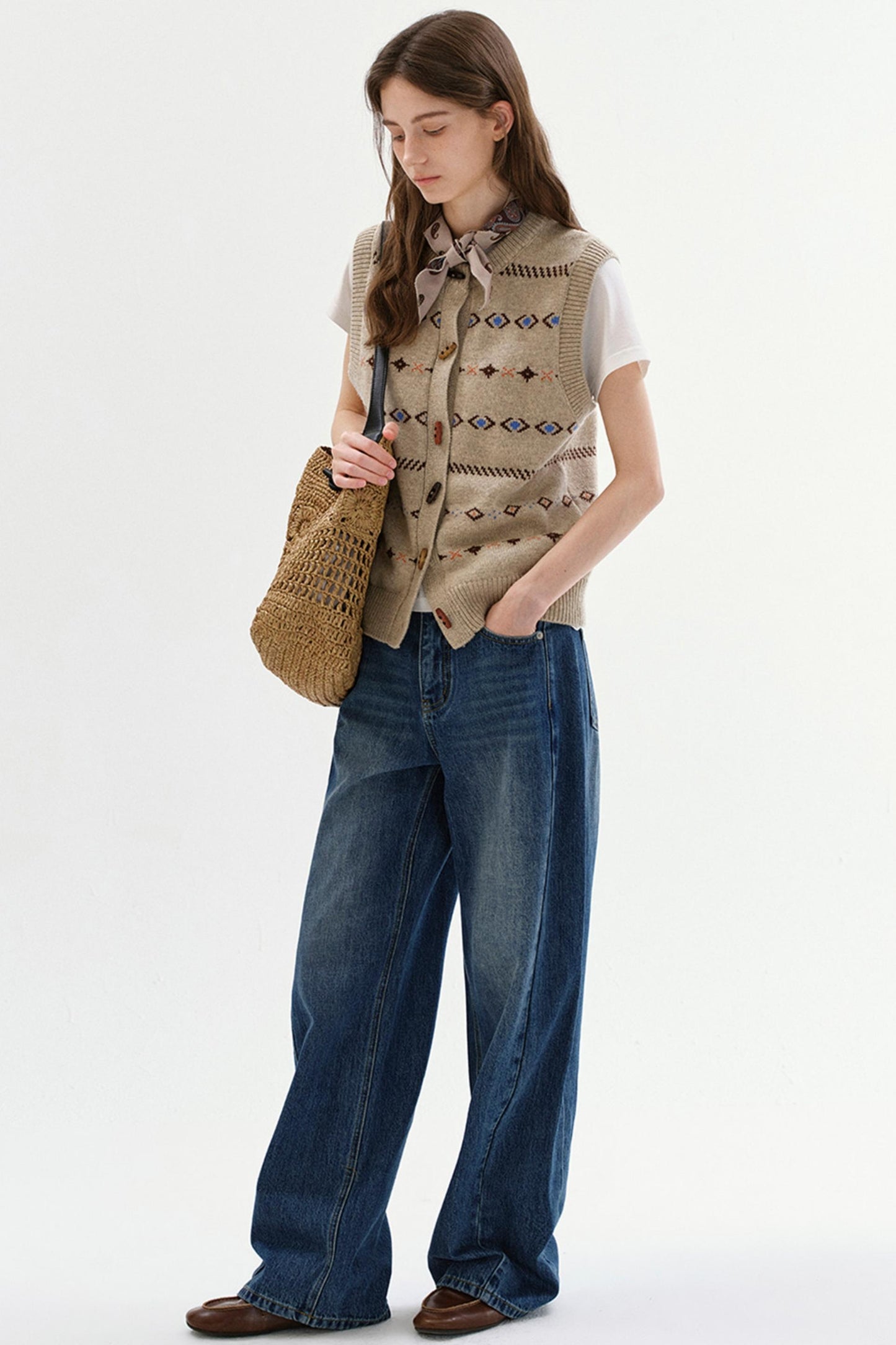 Geometric Wool Blend Vest