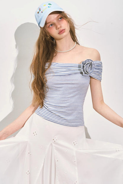 Asymmetrical Rose Stripe Top