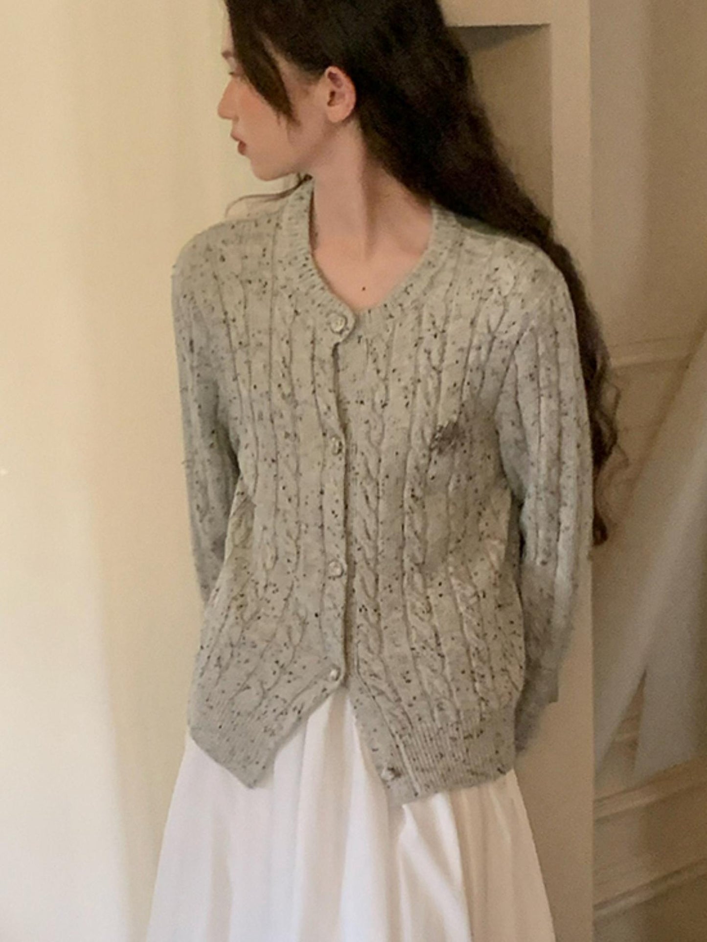 French Gray Loose Knitted Cardigan