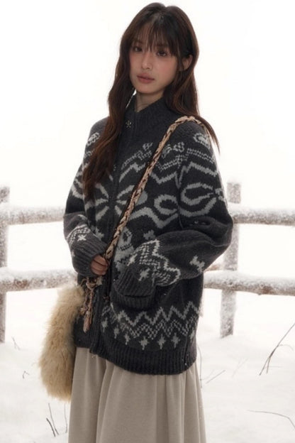 Light Bow-Knot Knit Cardigan Set-Up