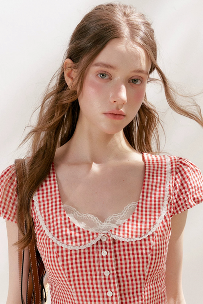Lyocell French Lace Plaid Dress Set-Up