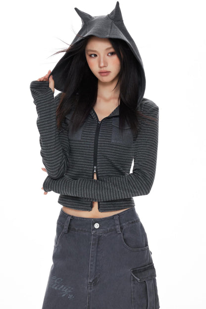 Slim Fit Cropped Hoodie Top