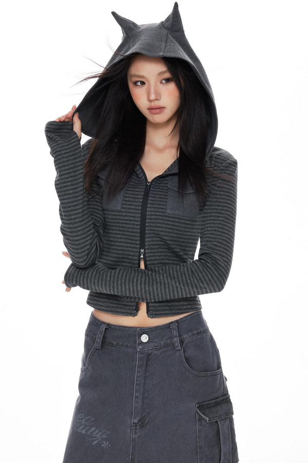 Slim Fit Cropped Hoodie Top