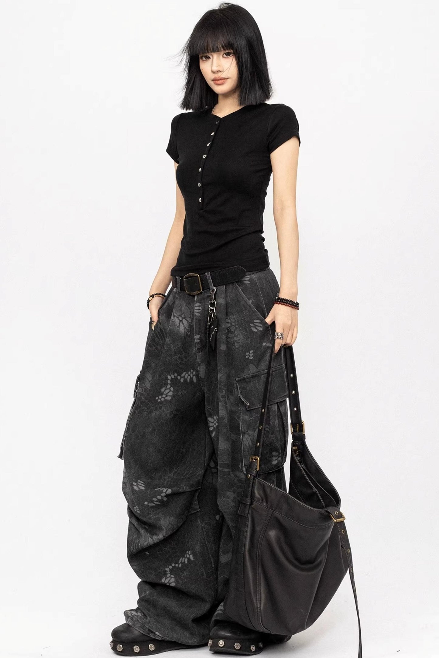 Simple Black Button-Down Top