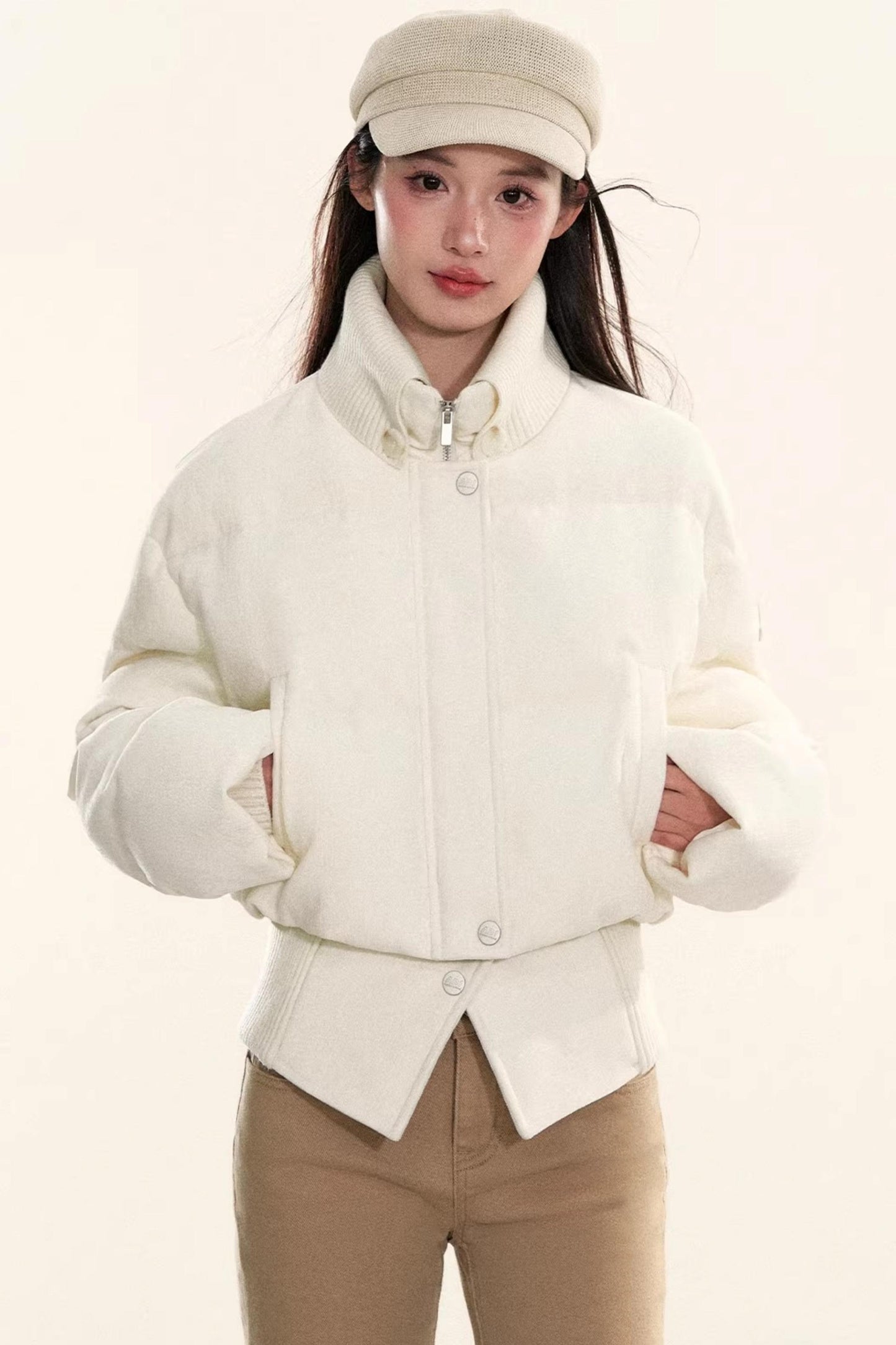 Velvet-Like Ruffle Trim Coat