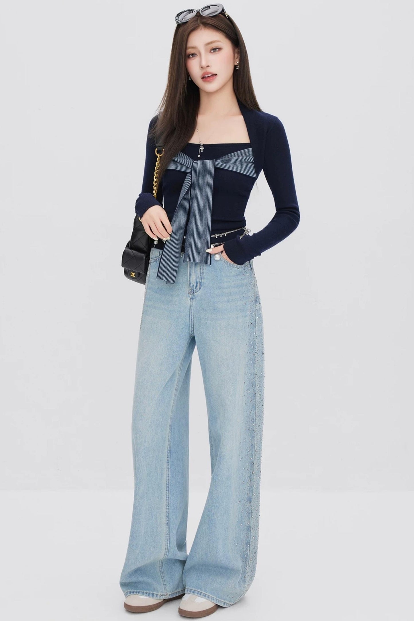 Faux Two-Piece Knit Top