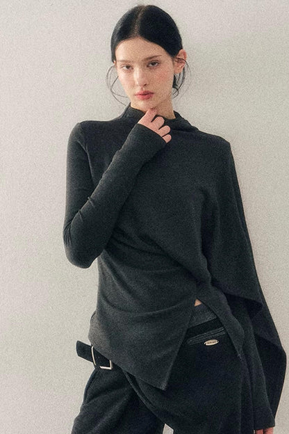 Irregular Waist-Cinching Winter Top