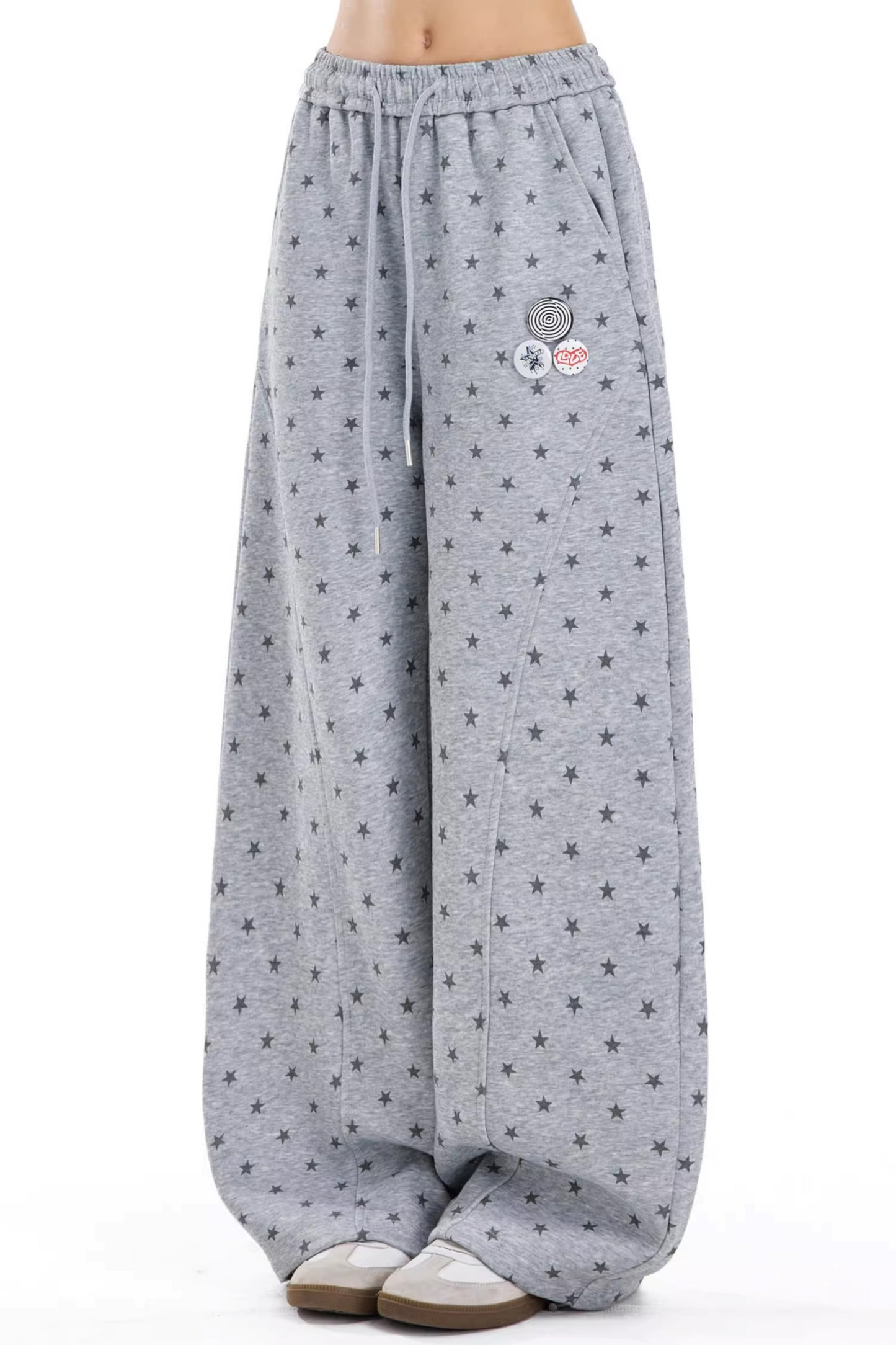회색 별 프린트 스웨트팬츠