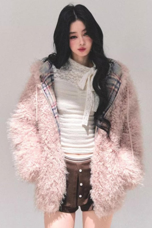 Lamb Wool Hooded Jacket